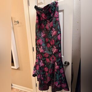 Vici Brown Floral Dress with Pink and Green Accents (Orchard Views mermaid dress